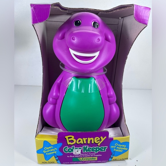 1993 Barney Color Keeper Crayons‎ Art Supplies Vintage 15” X 9” RARE